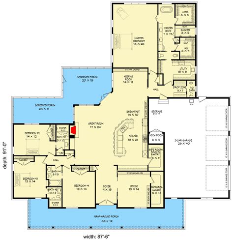 4 Bedroom Ranch Style House Plans