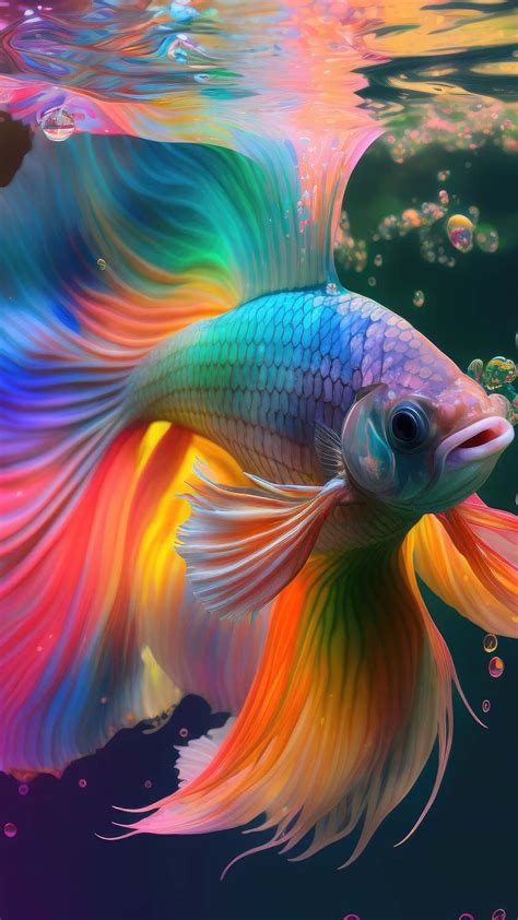 Rainbow Colours Fish Wallpaper Download | MOONAZ