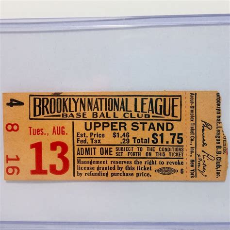 1946 Brooklyn Dodgers NY Giants Rained Out Game Ticket Stub Double ...