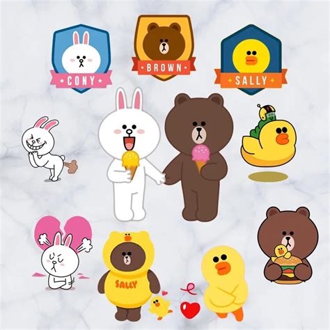 Line Friends Brown 3D Sally bear cartoon stickers chicken Minnie rabbit ...