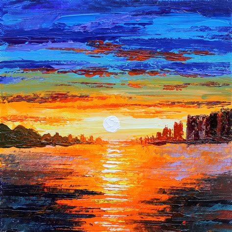 Abstract Sunset Painting / Acrylic painting on Canvas Step by Step ...