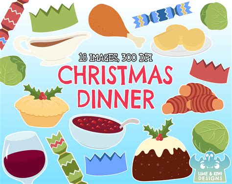 Christmas Dinner Clipart Instant Download Vector Art - Etsy UK