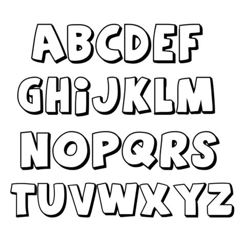 Alphabet in bubble letters sufficient impression writing kids coloring ...