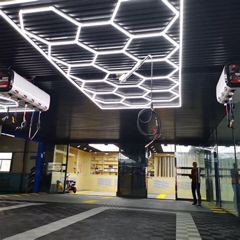 LED Hexagon Lighting | Garage lighting, Garage design, Led shop lights