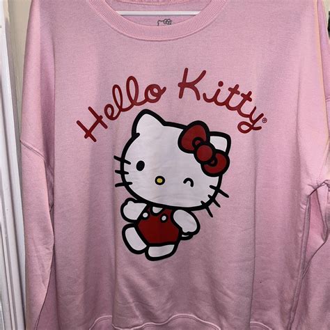 pink hello kitty sweatshirt, very soft, worn once or... - Depop