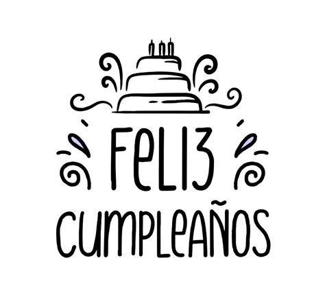 feliz cumpleaños en españa. letras en español con pastel y florituras ...