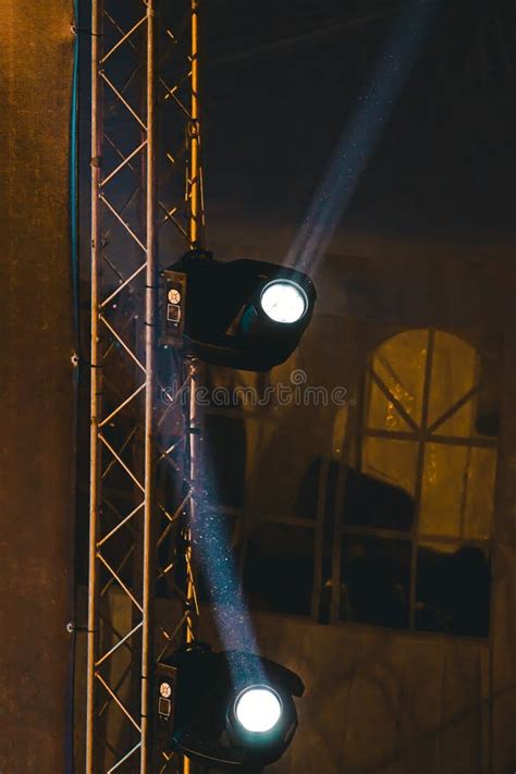 Lighting Spotlights on Stage during Performance with Rays Stock Image ...