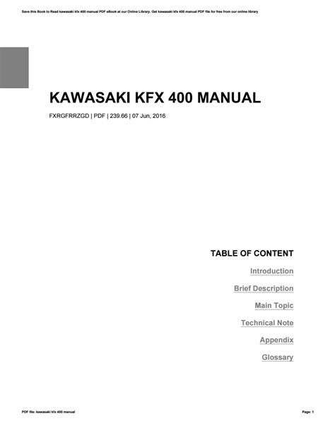 Kawasaki kfx 400 manual by CorneliaCurtis1767 - Issuu