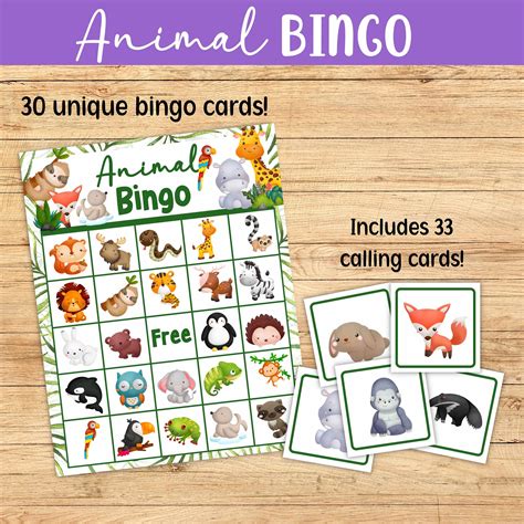 Animal Bingo Game 30 Printable Cards for Kids or Classroom Party - Etsy