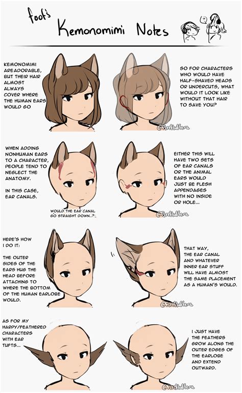 Kemonomimi Notes / Animal Ear Tutorial by FireFlufferz | Art reference ...