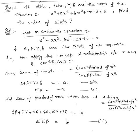 If alpha, beta, gamma, delta are the roots of the equation x^4 + ax^3 ...