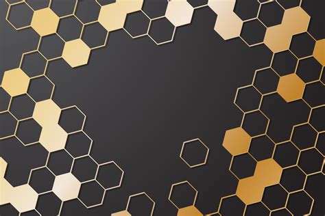 Gold Hexagon Pattern on Black Background Afbeelding door CLton Studio ...