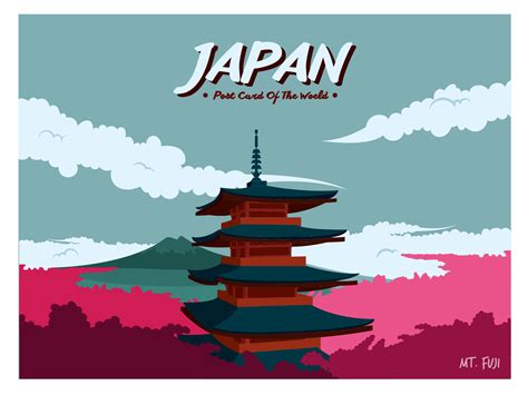 Japan Postcard Vector | Postcard, Postcard design, Japan