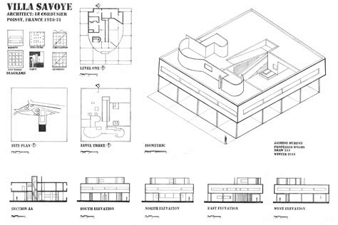 Plan Villa Savoye Planos De Arquitectura Planos De Casas De Campo ...