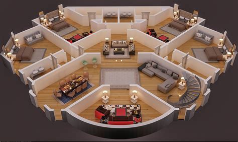 3D FLOOR PLAN RENDER IN 3D MAX WITH VRAY on Behance | House layout ...