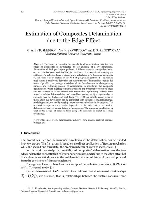 (PDF) Estimation of Composites Delamination due to the Edge Effect