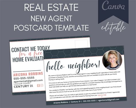 Real Estate Farming Postcard New Agent Postcard Template Hello Neighbor ...