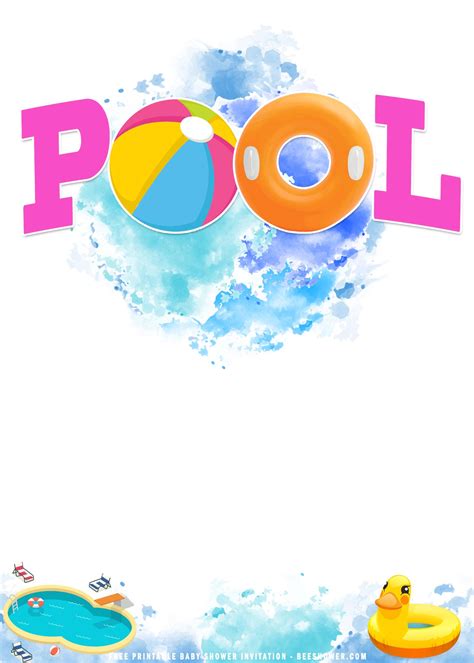 Pool Party Invitations Free Printable