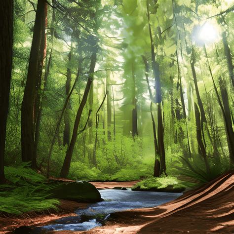 Hyper Realistic Forest Trees with Trail and Stream · Creative Fabrica