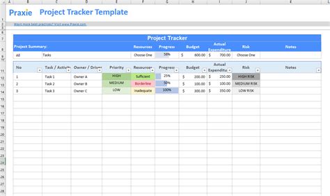 Project Tracker Template – Project Management Software Online Tools