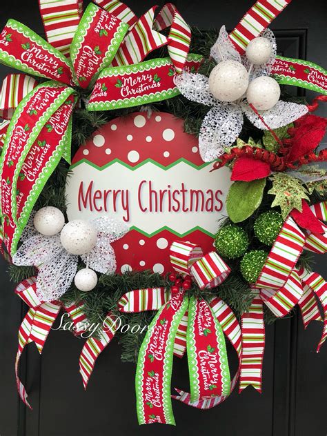 Christmas Wreath, Merry Christmas Wreath, Front Door Christmas Wreath ...