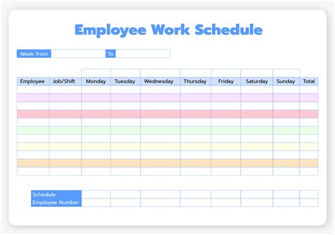 Free Printable Work Schedule Template - PRINTABLE TEMPLATES