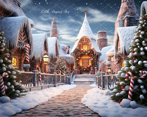 an animated christmas scene with a snowy village