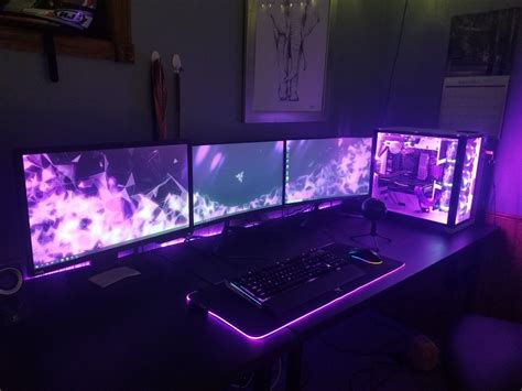 Purple Gaming Setup | Gaming room setup, Computer setup, Gaming setup