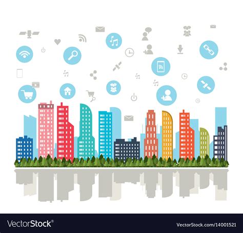 Smart city and icon set technology and internet Vector Image