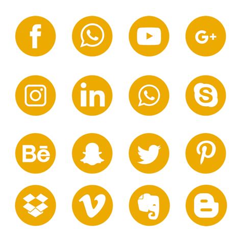 Yellow Social Media Icons Set Logo Symbol, Social Media Icons, Social ...