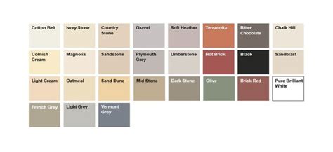 Sandtex Smooth Masonry Paint Colour Chart