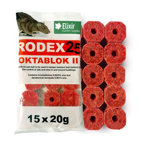 Buy Elixir Gardens ® Rodex 25 Oktablok Rat & Mouse Poison Poisoning ...