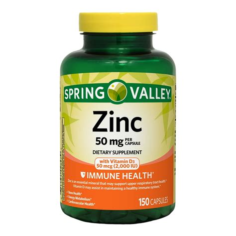 Spring Valley Zinc 50 mg with Vitamin D3 50 mcg Capsules, 150 Ct ...