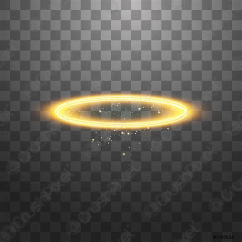 Golden halo angel ring Isolated on black transparent background, vector ...