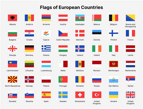 Europe countries flags. Flags of countries in Europe. 13709697 Vector ...