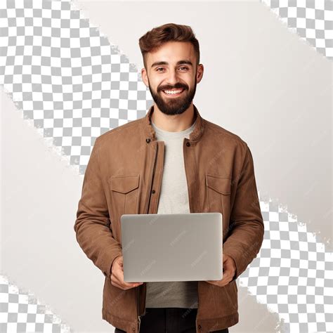 Premium PSD | Happy young man with beard posing against a white wall ...