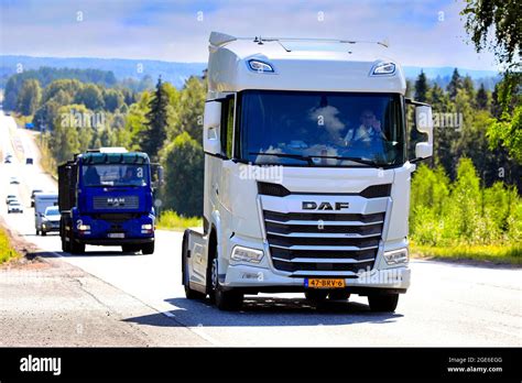 White New Generation DAF XF 480 heavy truck, Netherlands plates, on the ...