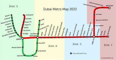 Dubai Metro Map with Green Line Station Routes