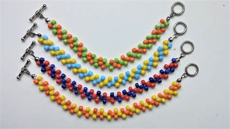 Easy Beaded beginners pattern . DIY Colorful bracelets | Beaded jewelry ...