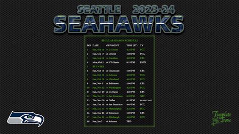 2023-2024 Seattle Seahawks Wallpaper Schedule