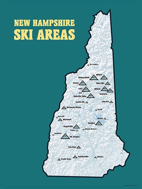 New Hampshire Ski Resorts Map Poster