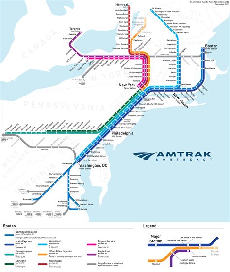 Amtrak Northeast - an unofficial diagram of all Amtrak routes which ...