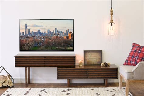 Rustic Modern Staggered TV Stand Lotus Russet by WoodwavesInc