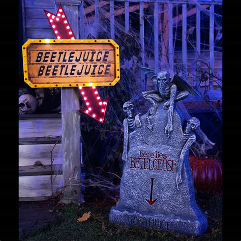 Beetlejuice Light-Up Marquee Sign and Here Lies Beetlejuice Tombstone ...