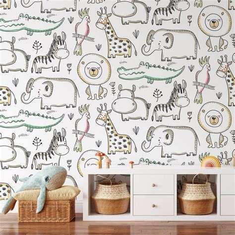 Safari Nursery Wallpaper - Etsy