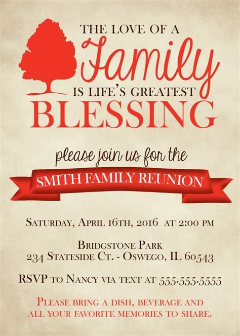 Printable Family Reunion Invitations - Printable Templates