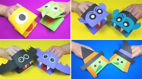 Halloween Crafts for Kids | Halloween Paper Hand Puppets - YouTube