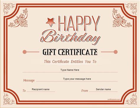 Birthday Gift Certificate for MS Word DOWNLOAD at http ...