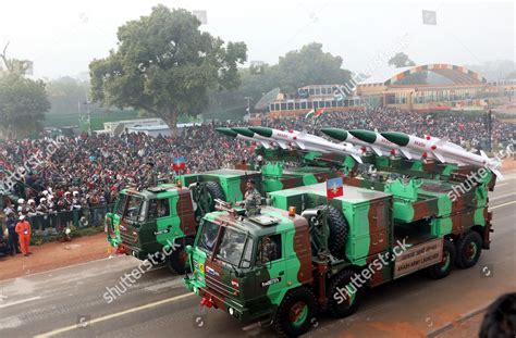 Akash Missile Launchers Roll Displayed During Editorial Stock Photo ...