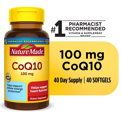 Nature Made CoQ10 100 mg Softgels, Dietary Supplement for Heart Health ...